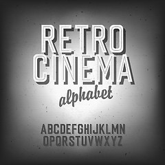 Image showing Old cinema styled alphabet. With textured background, vector, EP