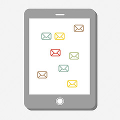 Image showing Tablet device with mail icons. Vector