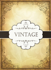 Image showing Vintage background with ornamental frame. Vector illustration, E