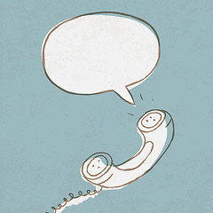 Image showing Phone handset with speech bubble. Vector illustration, Eps10