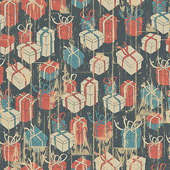 Image showing Christmas seamless background with gifts pattern. Vector illustr