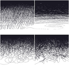 Image showing Four types doodles: uniform, wide, curlicues, chaotic. Design ba