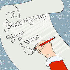 Image showing Santa greeting signs. Vector, Eps8