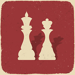 Image showing King and queen. Retro chess background, vector illustration, EPS