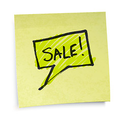 Image showing Sale text on yellow sticky paper. Vector illustration, EPS10.