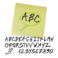 Image showing Handwritten alphabet (uppercase letters with numbers). Vector.