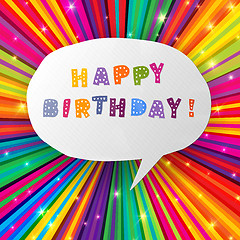 Image showing Happy birthday card on colorful rays background. Vector, EPS10