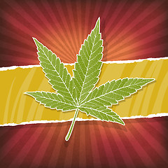 Image showing Background with cannabis leaf and rasta colors