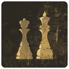 Image showing Grunge illustration of king and queen chess figures. Vector