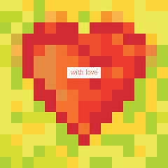 Image showing Pixel heart with greetings. Design template, vector, eps8