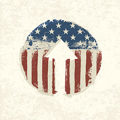 Image showing Grunge american flag themed up arrow symbol. Vector, EPS10