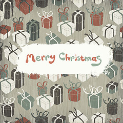 Image showing Christmas gifts on wooden texture. Vector illustration, EPS10.