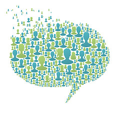 Image showing Speech bubble, composed from many people silhouettes. Social net