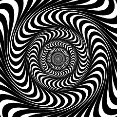 Image showing Black and white swirl lines. Optical illusion background, vector