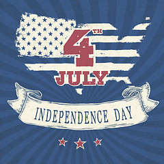 Image showing Vintage styled independence day poster. Vector, EPS10