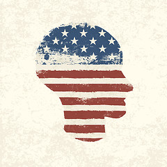Image showing Grunge american flag themed head symbol. Vector, EPS10