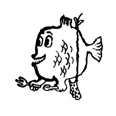 Image showing Piranha. Doodle illustration. Vector