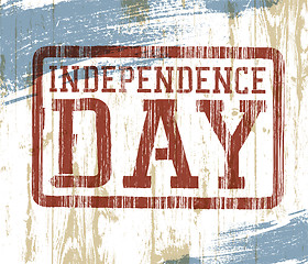 Image showing Independence day stamp on wooden background. Vector illustration