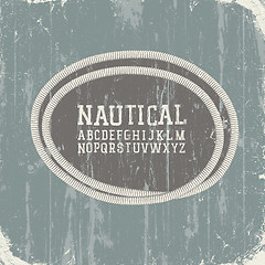 Image showing Vintage nautical card with retro alphabet. Vector, EPS8