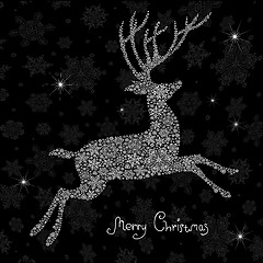 Image showing Christmas deer silhouette. Vector illustration, EPS8