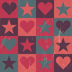 Image showing Hearts And Stars Seamless Pattern Pink, Vector