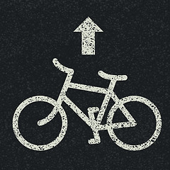 Image showing Bicycle road sign and arrow on asphalt background. Vector