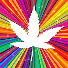 Image showing Cannabis leaf on abstract psychedelic background, vector, EPS10