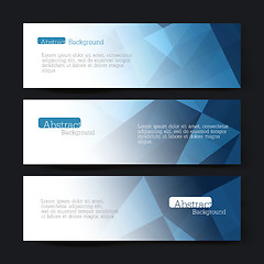 Image showing Collection of three horizontal banner designs, abstract blue tri