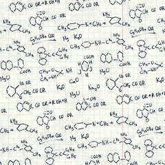 Image showing Abstract chemistry formulas on exercise book paper sheet. Vector