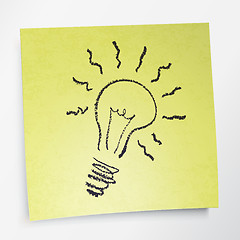 Image showing Idea symbol on sticky yellow paper. Vector illustration
