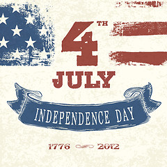 Image showing Vintage styled card for Fourth July Celebration. Vector, EPS10