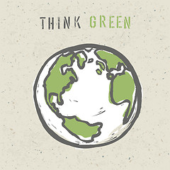 Image showing Think green poster design template. Vector, EPS10