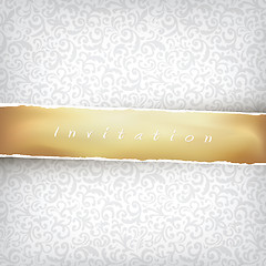 Image showing Floral Ornamented Background with Golden Tape. Vector, EPS10