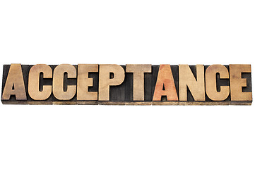 Image showing acceptance word in wood type