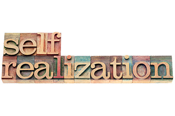 Image showing self-realization word in wood type