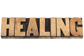 Image showing healing word in wood type