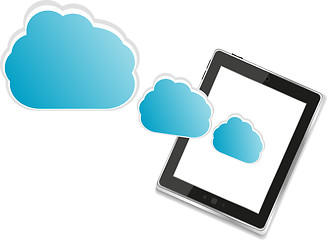 Image showing Cloud-computing connection on the digital tablet pc