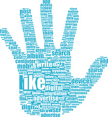 Image showing Lke hand symbol with tag cloud of word