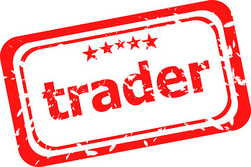 Image showing trader on red rubber stamp over a white background