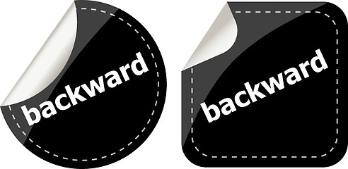 Image showing backward word on black stickers button set, label