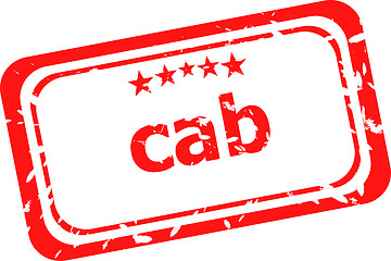 Image showing cab on red rubber stamp over a white background