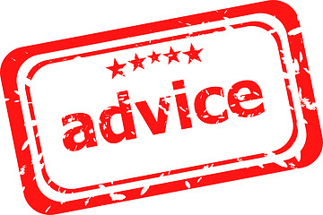 Image showing advice on red rubber stamp over a white background