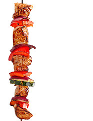 Image showing grilled meat kebab on white background