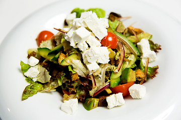 Image showing Summer salad with toppings of feta cheese