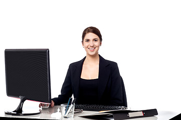 Image showing Pretty businesswoman at work