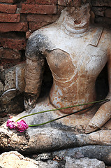 Image showing Statue of a deity ruin in the Historical Park of Sukhothai