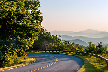 Image showing early morning sunrise over blue ridge mountains