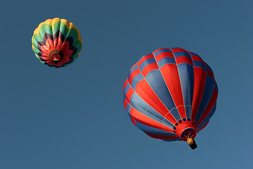 Image showing two hot air balloons from below