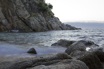 Image showing El Kolodar beach - just outside the fortress. Castle Villa Vella.