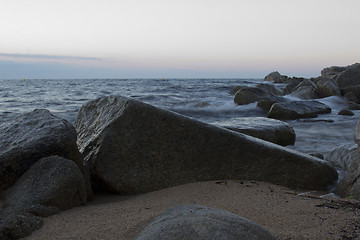 Image showing El Kolodar beach - just outside the fortress. Castle Villa Vella.